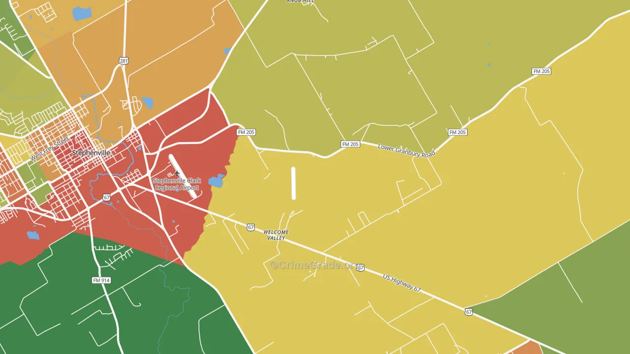 Welcome Valley, TX Map of Vandalism Rates