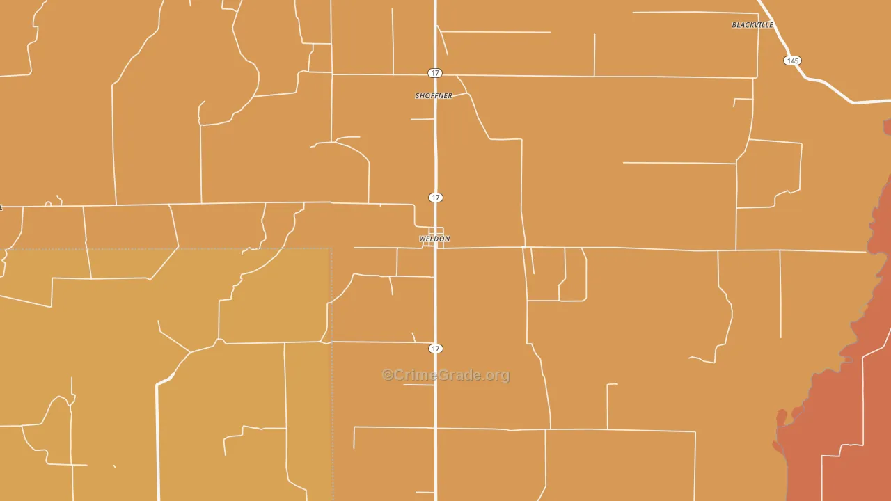 Weldon, AR Map of Vandalism Rates