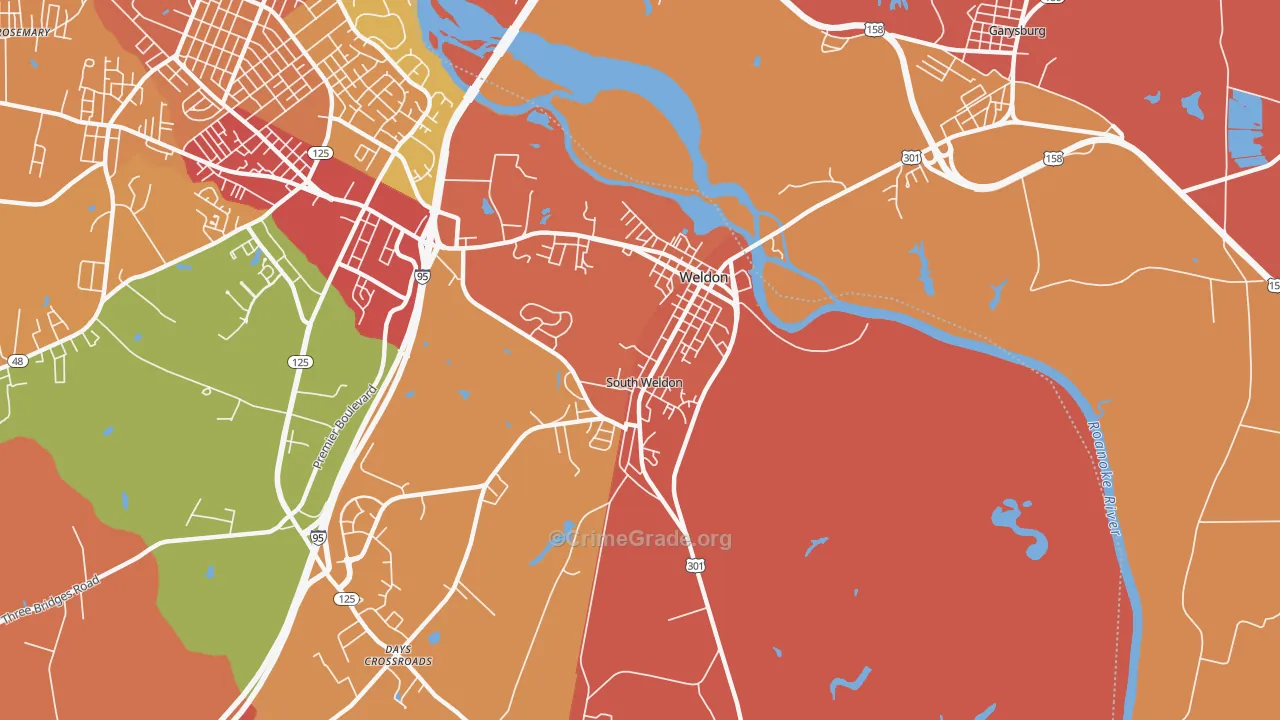 Weldon, NC Map of Vandalism Rates