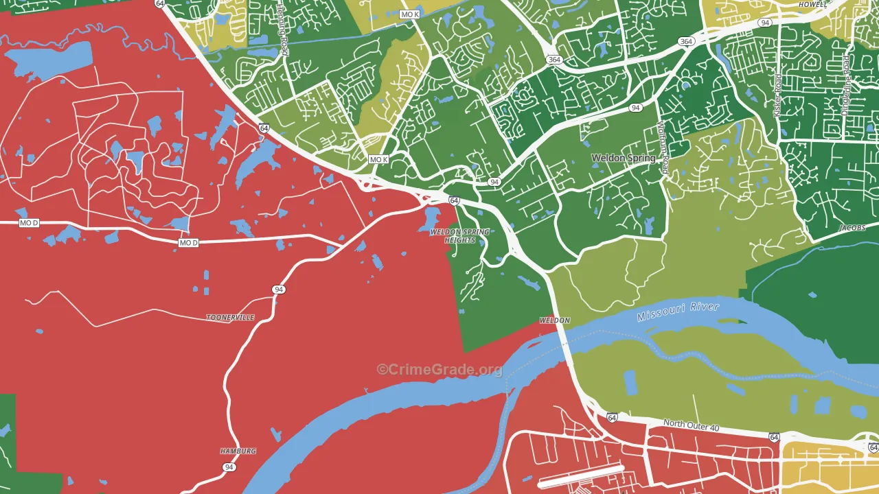 Weldon Spring Heights, MO Map of Vandalism Rates