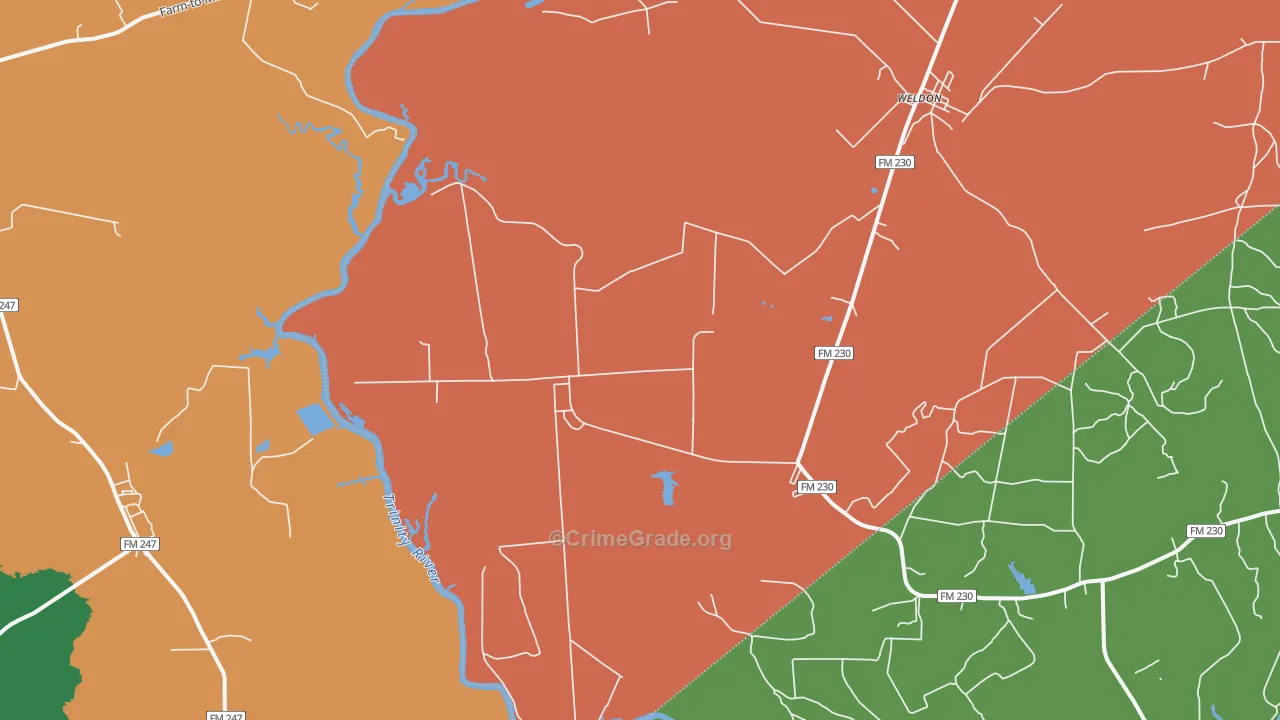 Weldon, TX Map of Vandalism Rates