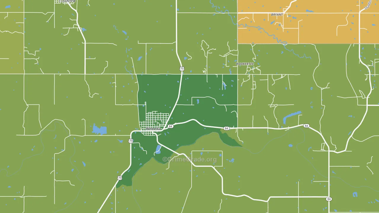 Weleetka, OK Map of Vandalism Rates