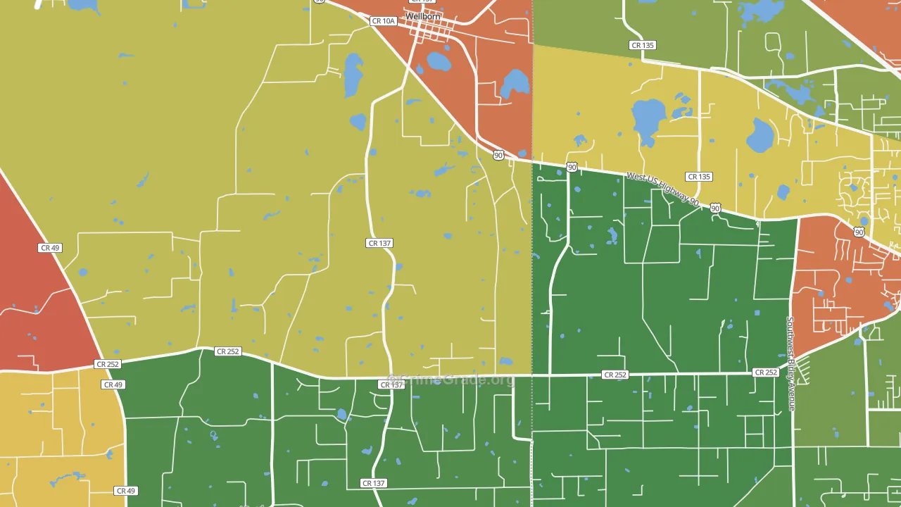 Wellborn, FL Map of Vandalism Rates