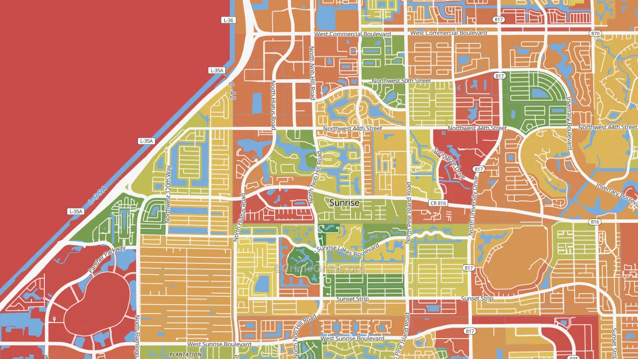 Welleby, Sunrise, FL Map of Vandalism Rates