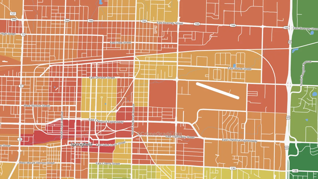Weller, Springfield, MO Map of Vandalism Rates
