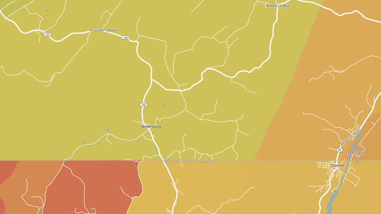 Wellersburg, PA Map of Vandalism Rates
