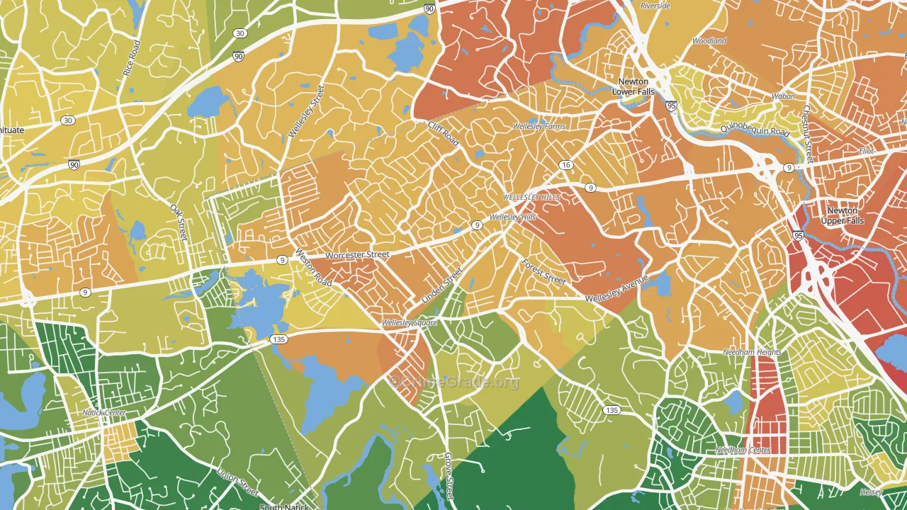 Wellesley, MA Map of Vandalism Rates