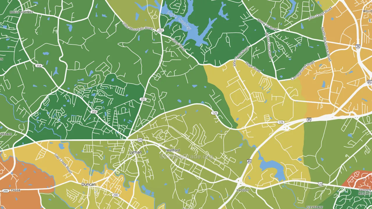 Wellford, SC Map of Vandalism Rates