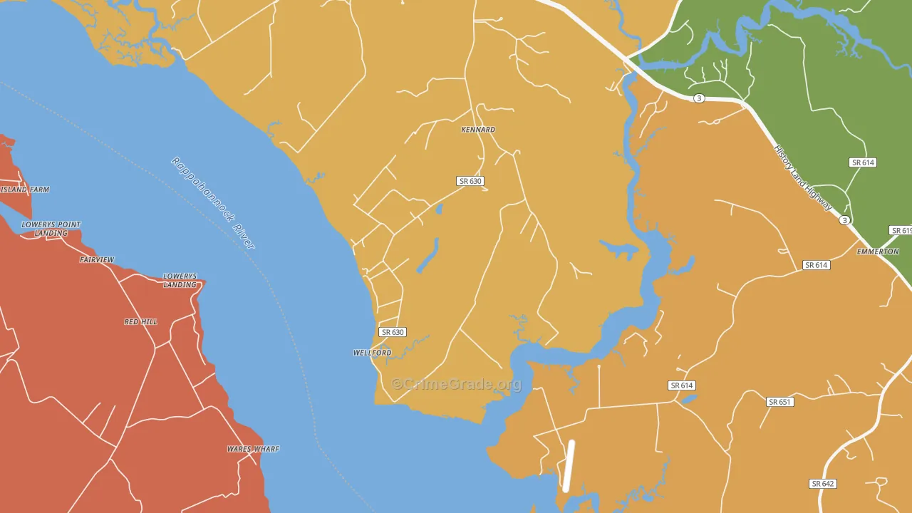 Wellford, VA Map of Vandalism Rates