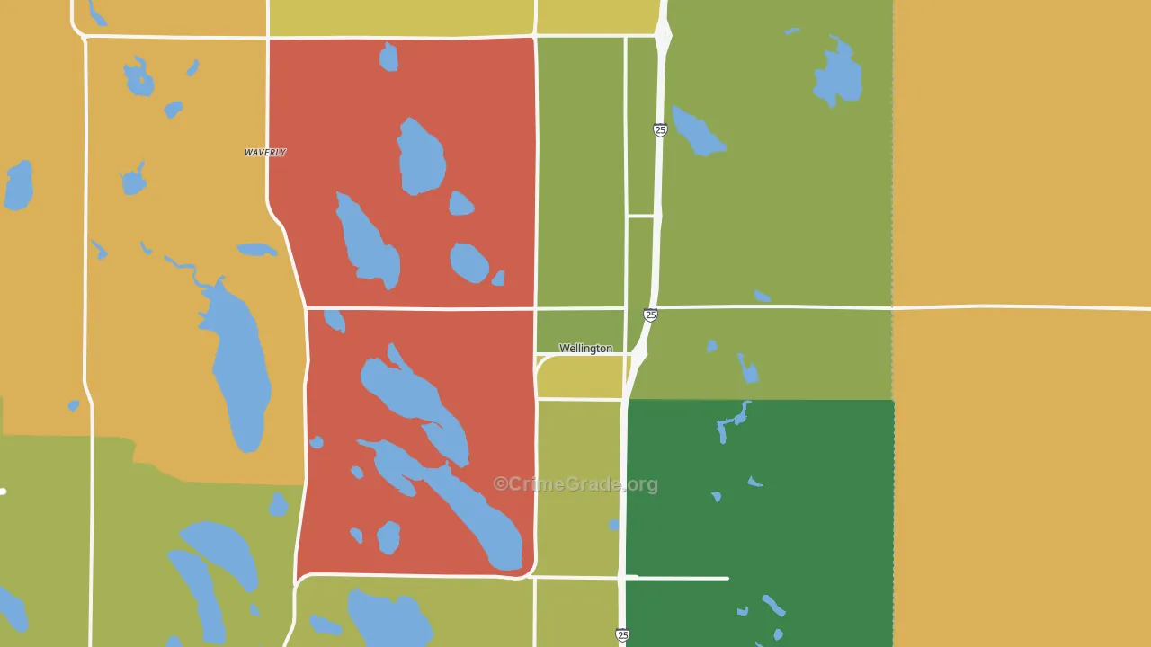Wellington, CO Map of Vandalism Rates