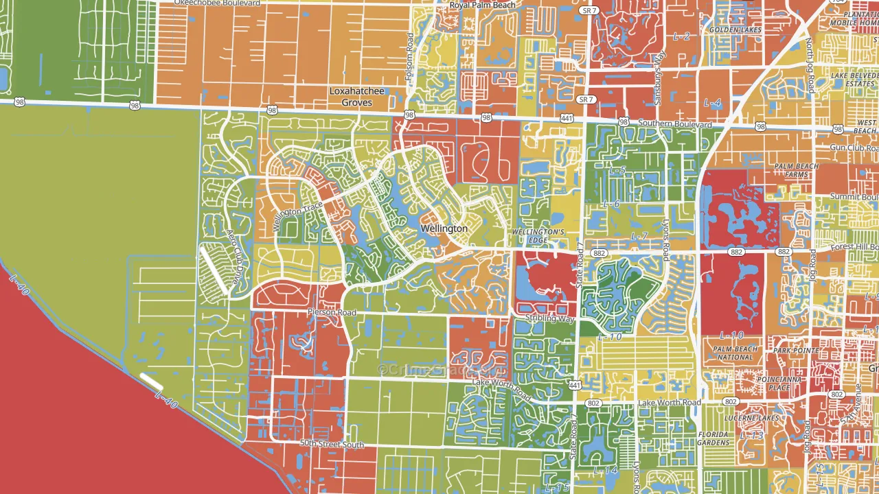 Wellington, FL Map of Vandalism Rates