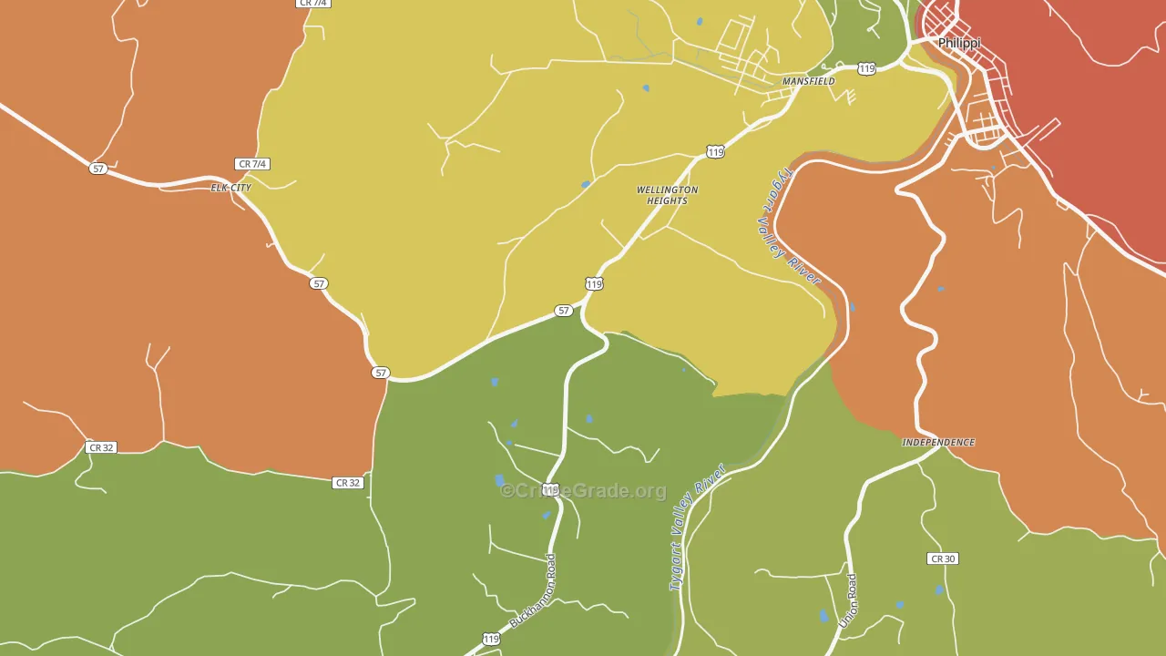 Wellington Heights, WV Map of Vandalism Rates