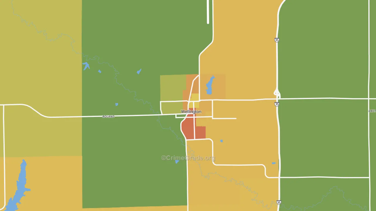 Wellington, KS Map of Vandalism Rates