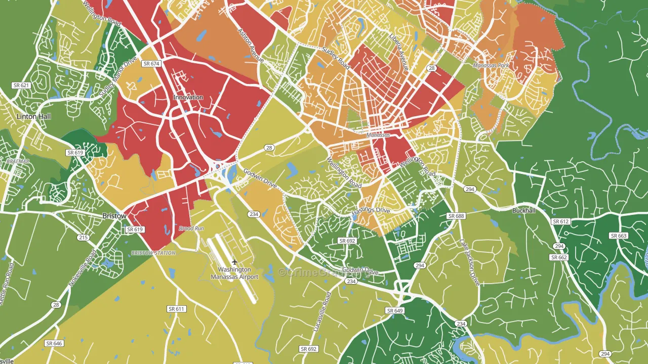 Wellington, Manassas, VA Map of Vandalism Rates