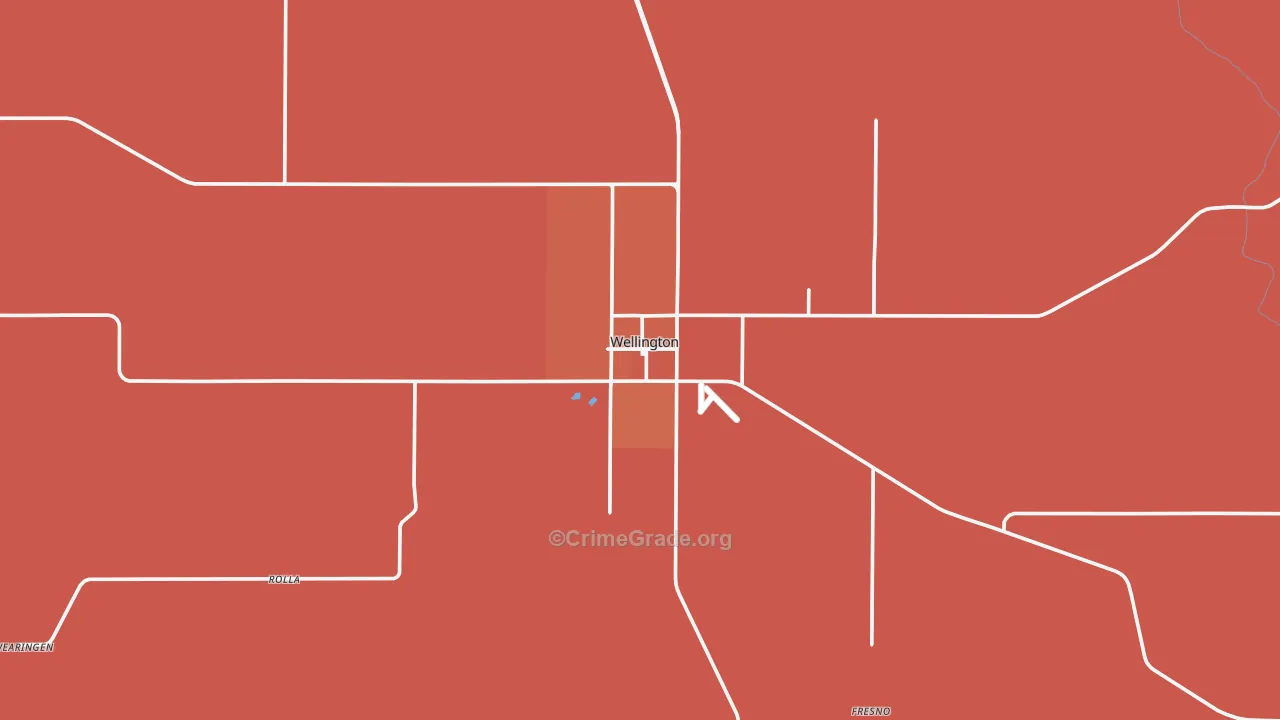 Wellington, TX Map of Vandalism Rates