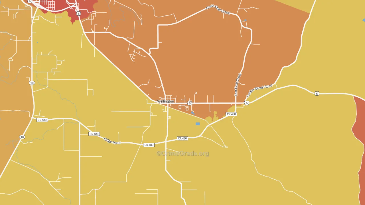 Wellington, UT Map of Vandalism Rates