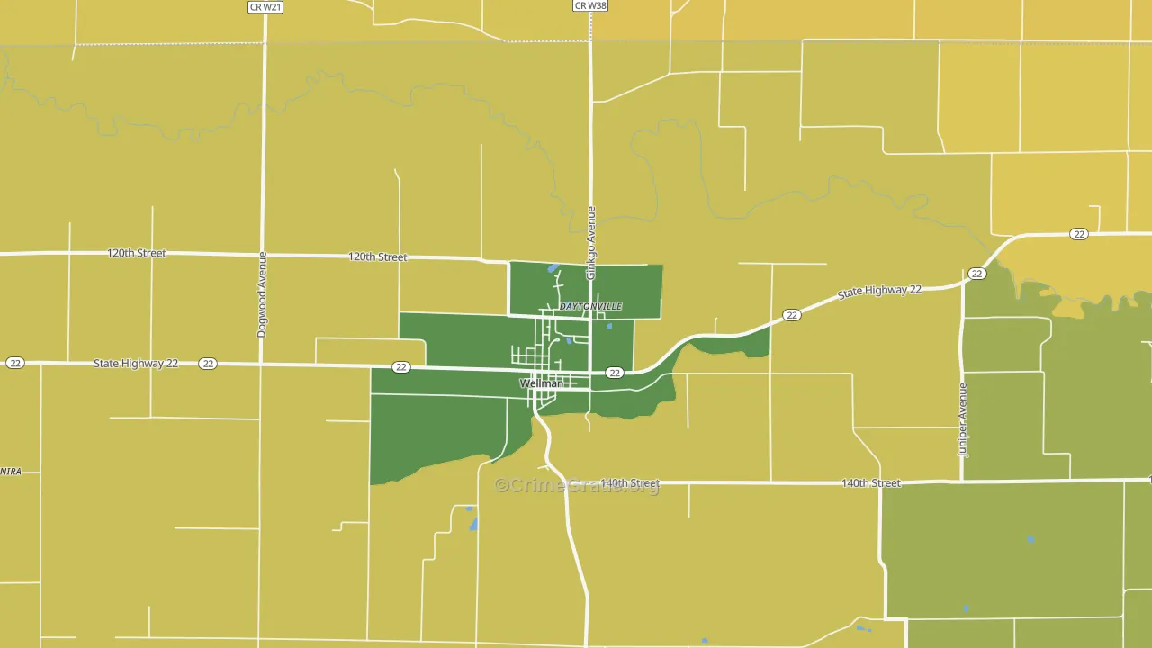 Wellman, IA Map of Vandalism Rates