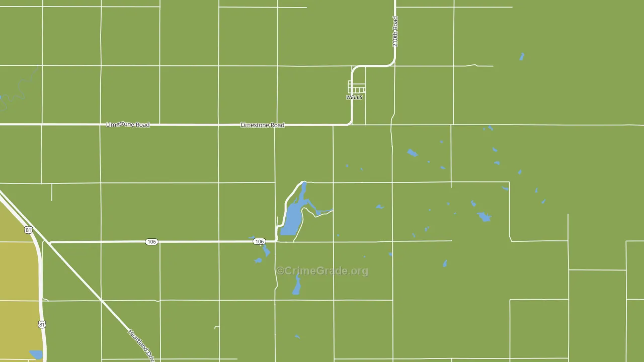 Wells, KS Map of Vandalism Rates