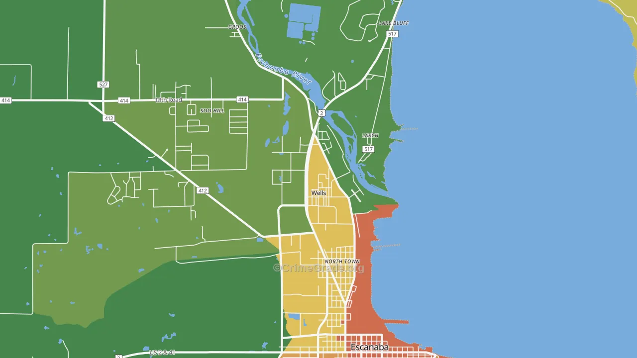 Wells, MI Map of Vandalism Rates