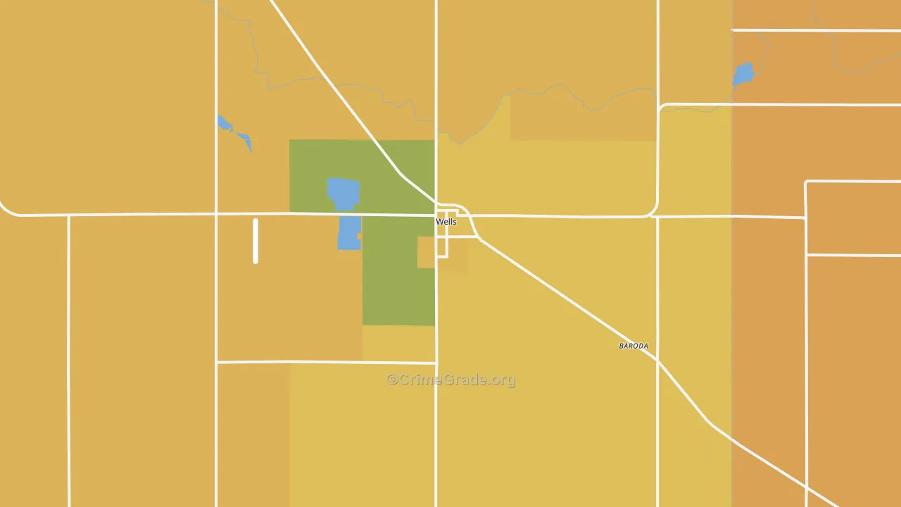 Wells, MN Map of Vandalism Rates