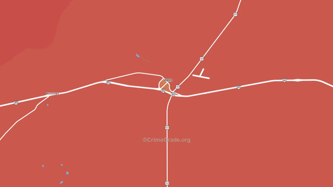 Wells, NV Map of Vandalism Rates