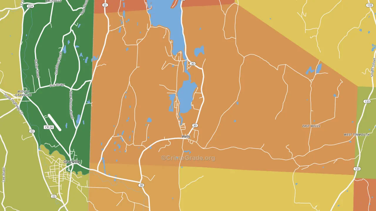 Wells, VT Map of Vandalism Rates
