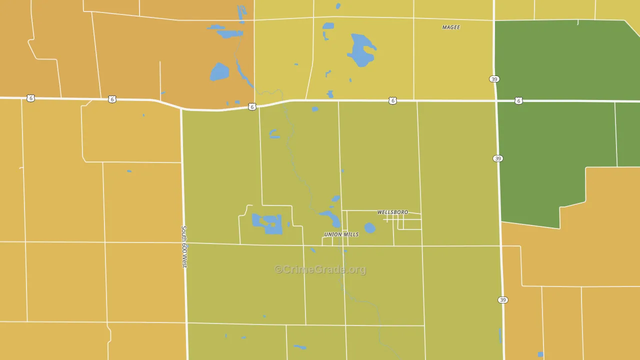 Wellsboro, IN Map of Vandalism Rates