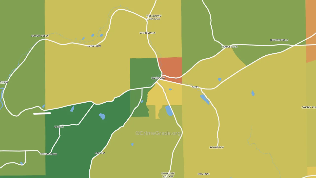 Wellsboro, PA Map of Vandalism Rates