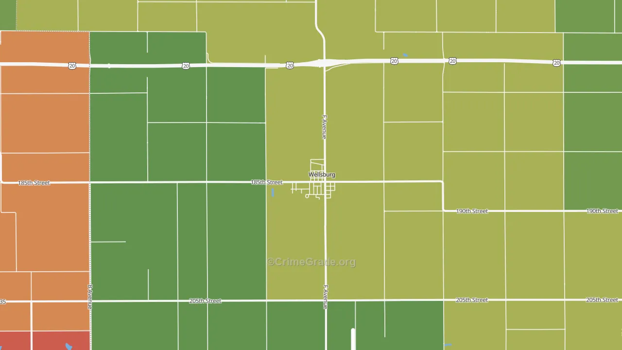 Wellsburg, IA Map of Vandalism Rates