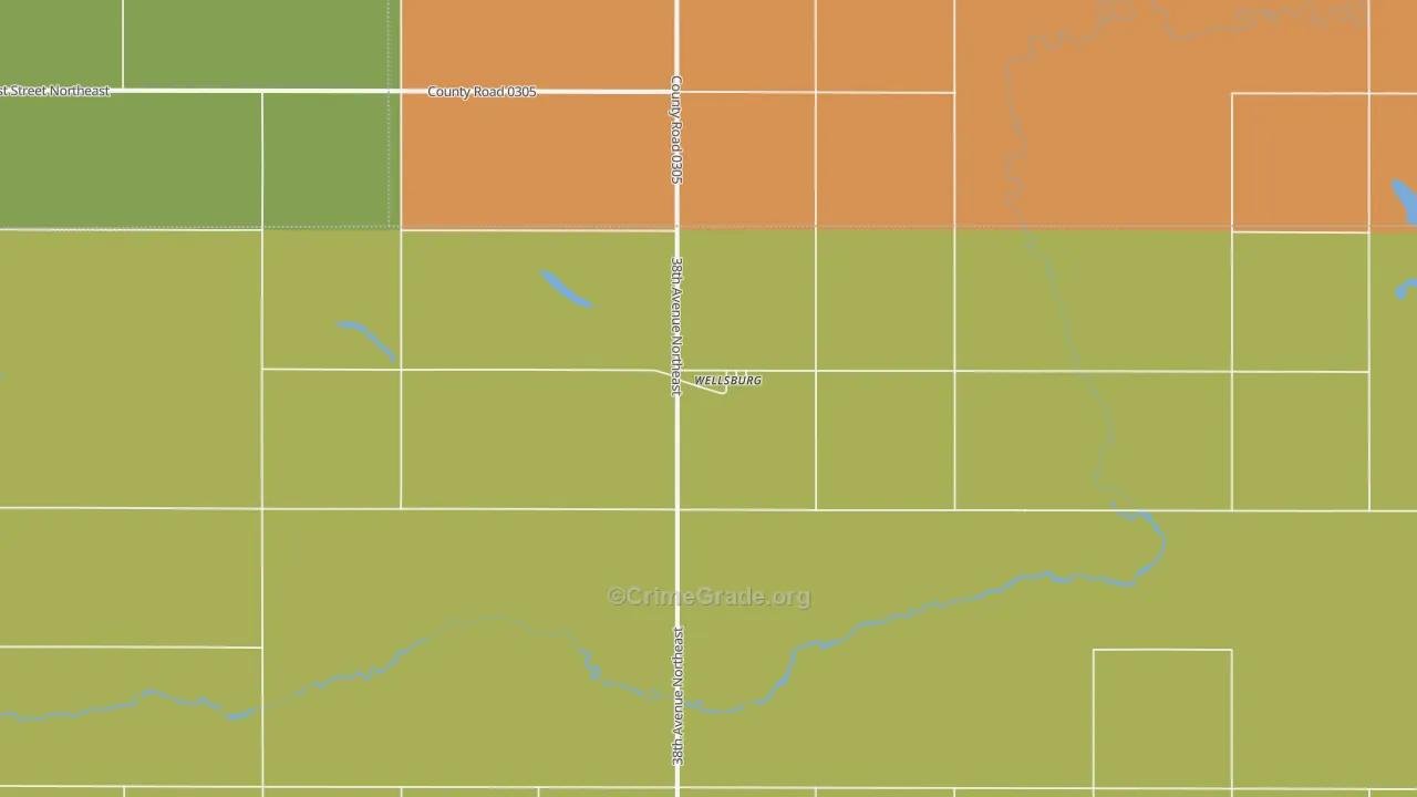 Wellsburg, ND Map of Vandalism Rates