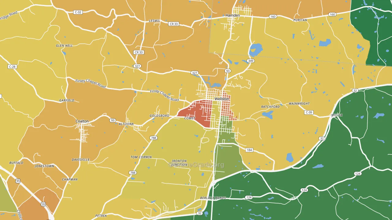 Wellston, OH Map of Vandalism Rates