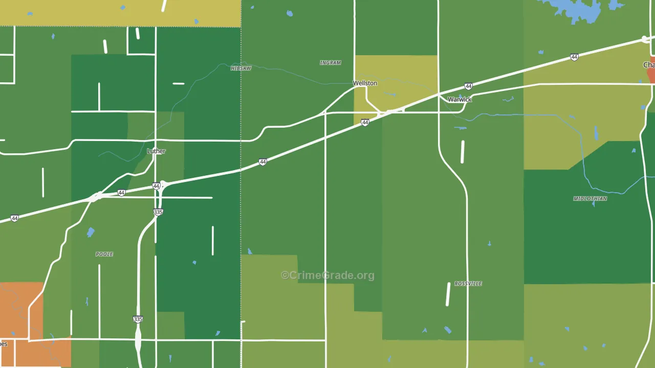 Wellston, OK Map of Vandalism Rates