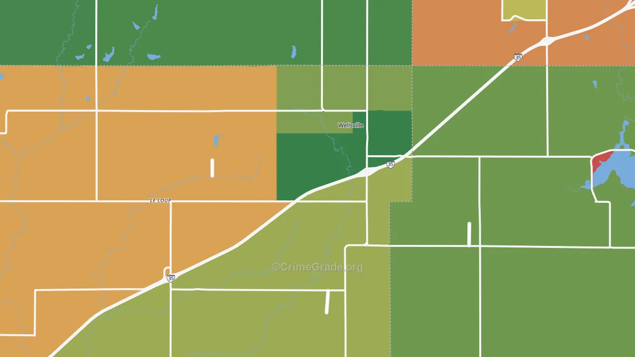 Wellsville, KS Map of Vandalism Rates