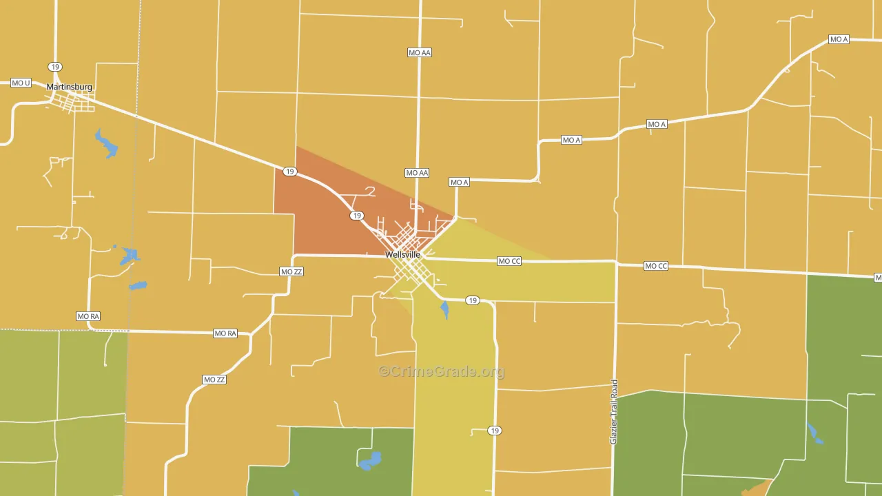 Wellsville, MO Map of Vandalism Rates