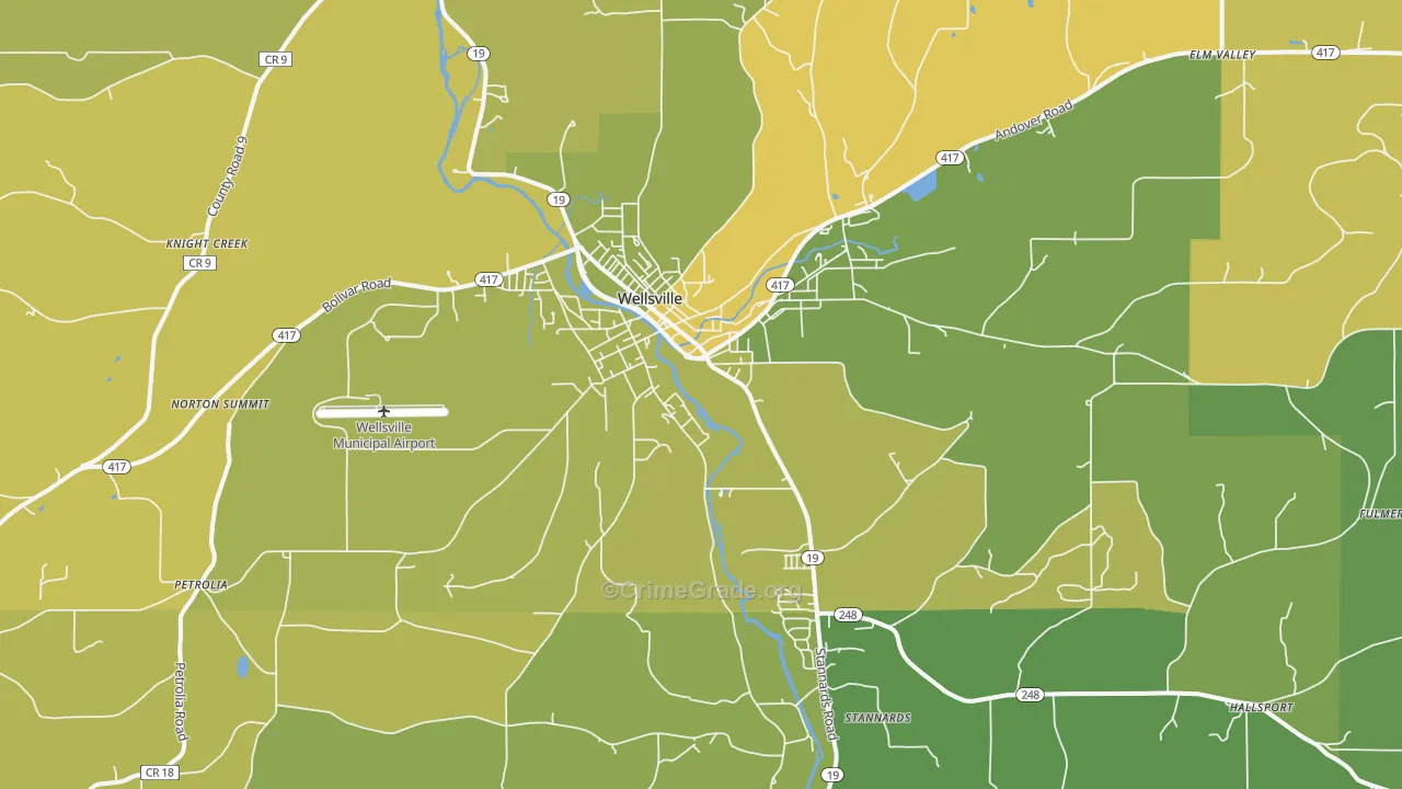Wellsville, NY Map of Vandalism Rates