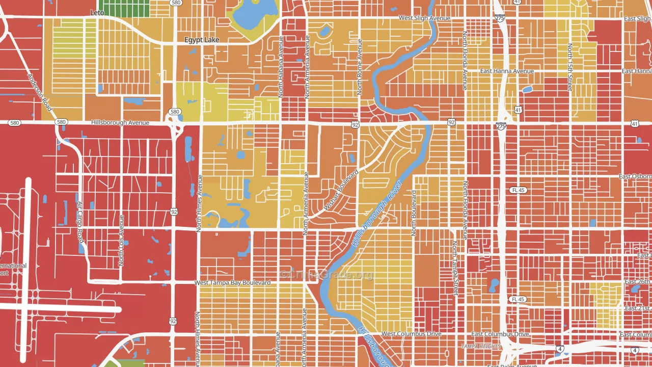 Wellswood, Tampa, FL Map of Vandalism Rates
