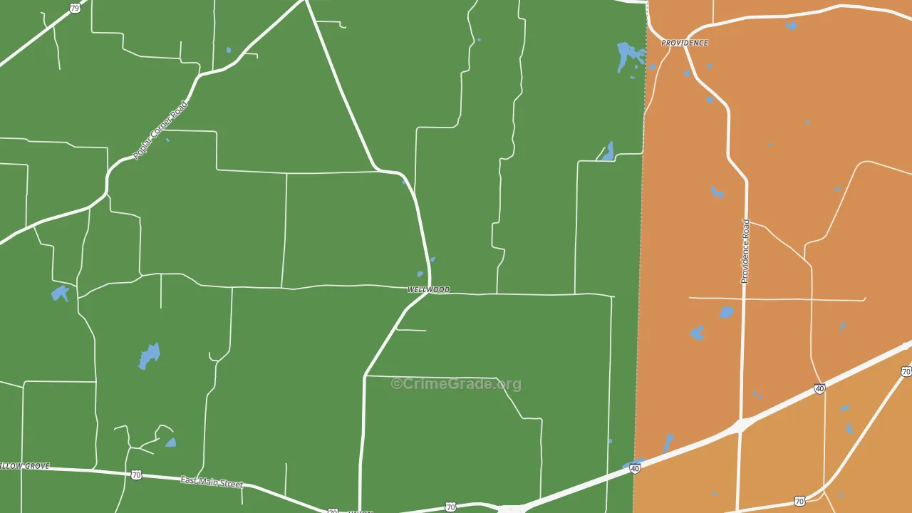 Wellwood, TN Map of Vandalism Rates