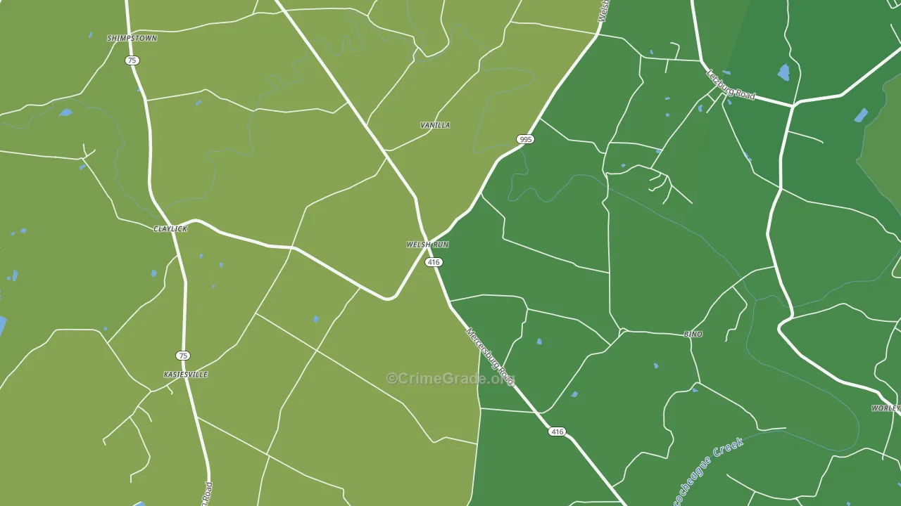 Welsh Run, PA Map of Vandalism Rates