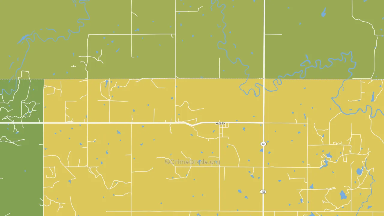 Welty, OK Map of Vandalism Rates