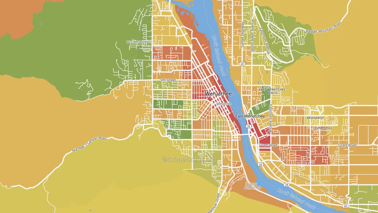 Wenatchee, WA Map of Vandalism Rates