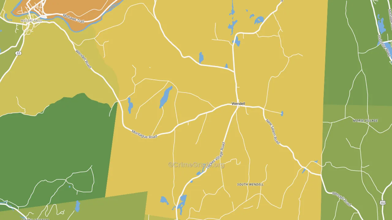 Wendell, MA Map of Vandalism Rates