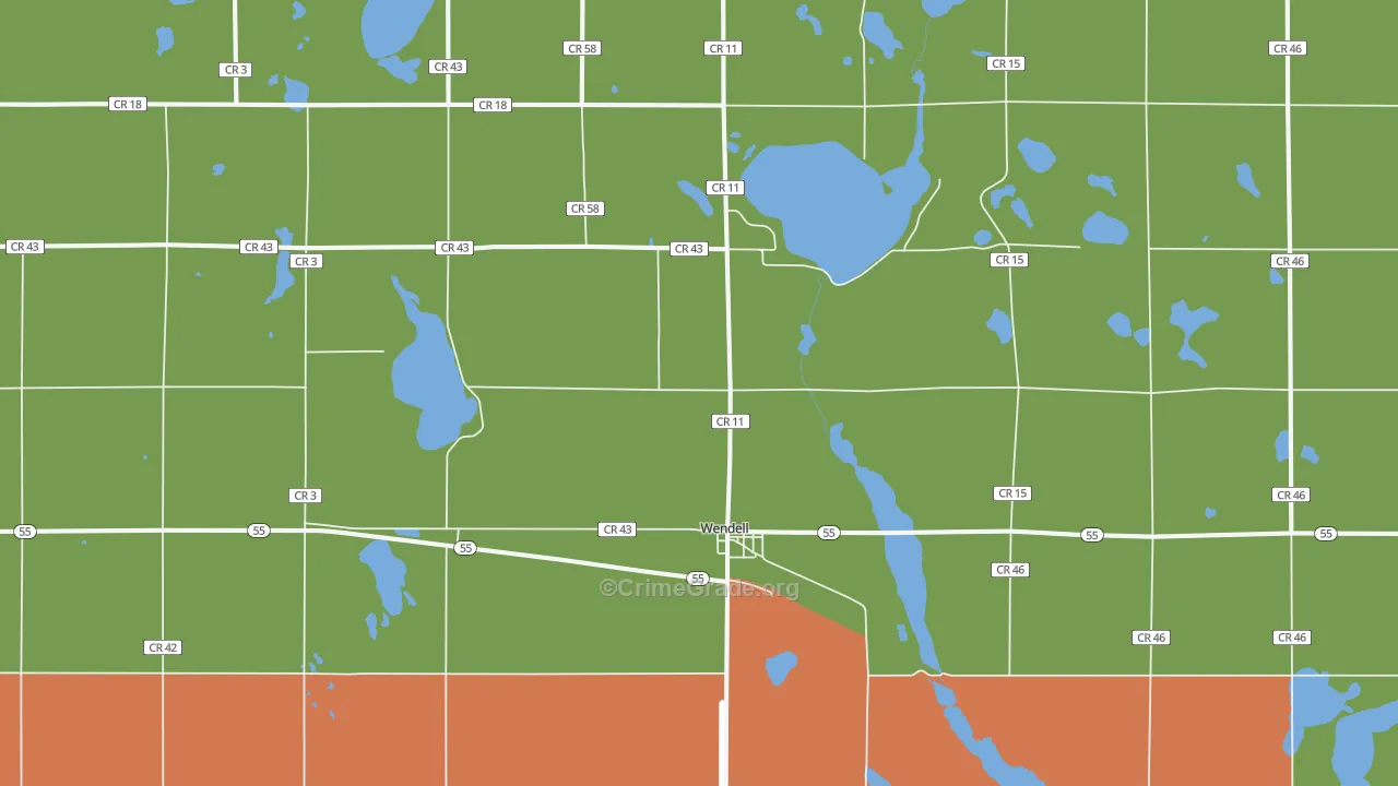 Wendell, MN Map of Vandalism Rates