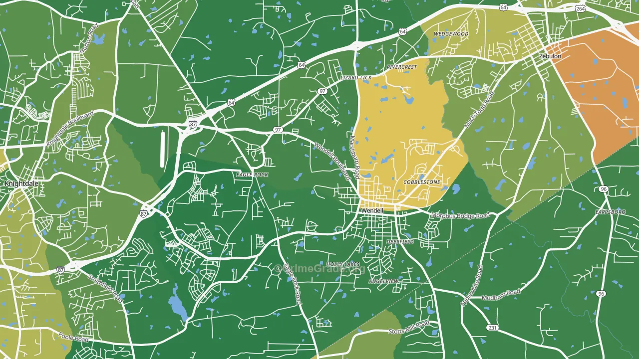 Wendell, NC Map of Vandalism Rates