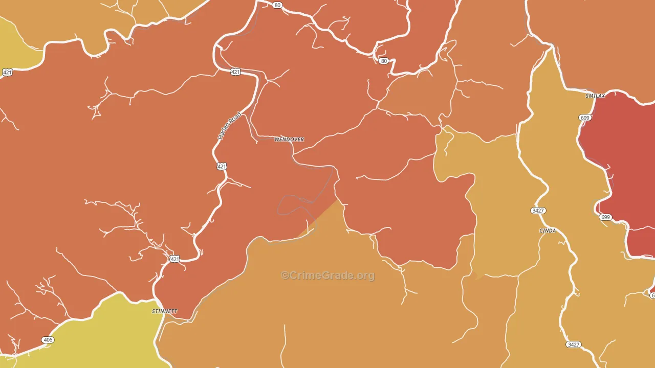 Wendover, KY Map of Vandalism Rates