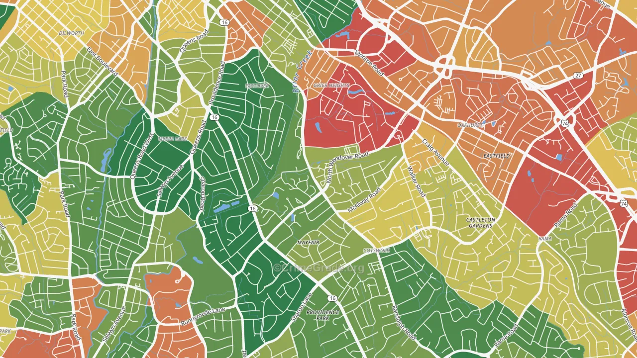 Wendover-Sedgewood, Charlotte, NC Map of Vandalism Rates