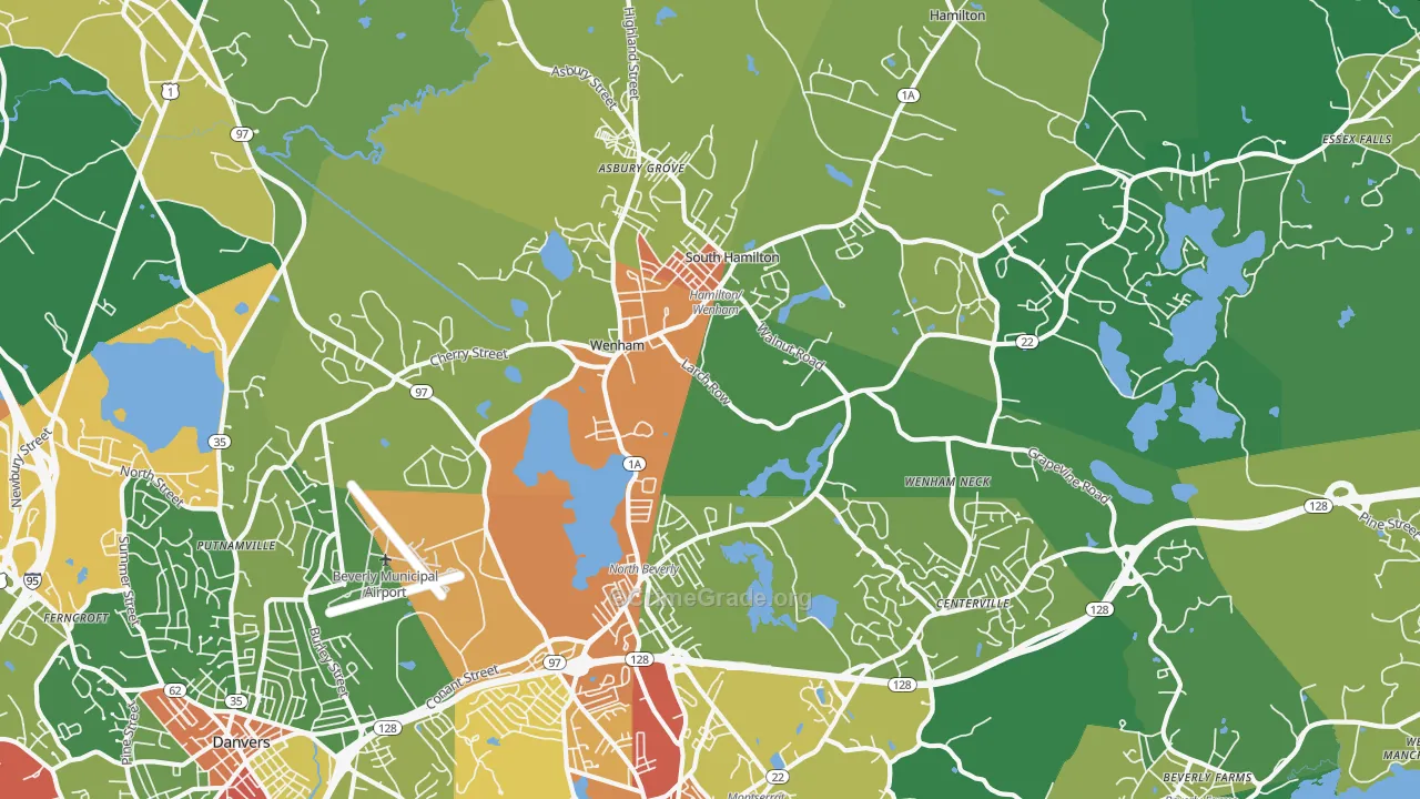 Wenham, MA Map of Vandalism Rates