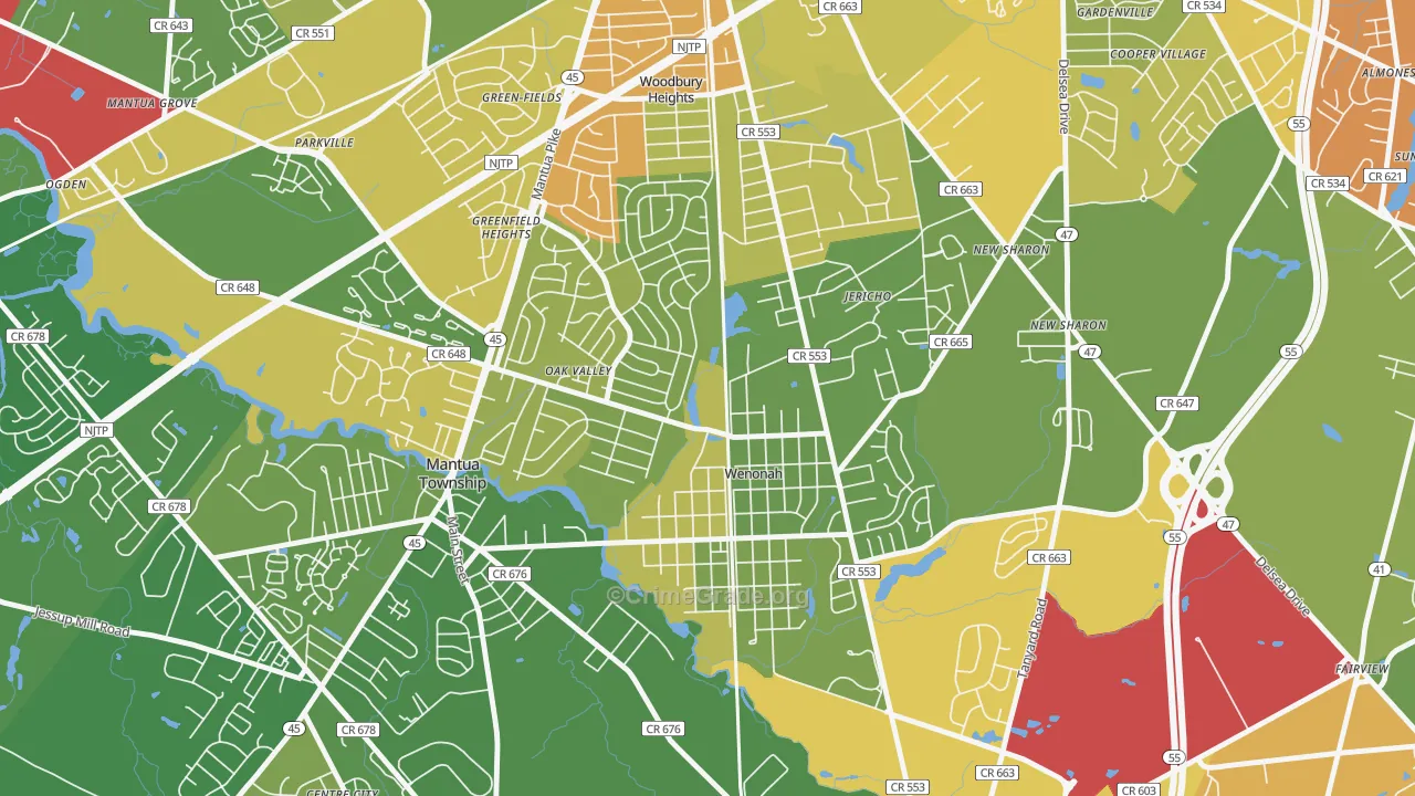 Wenonah, NJ Map of Vandalism Rates