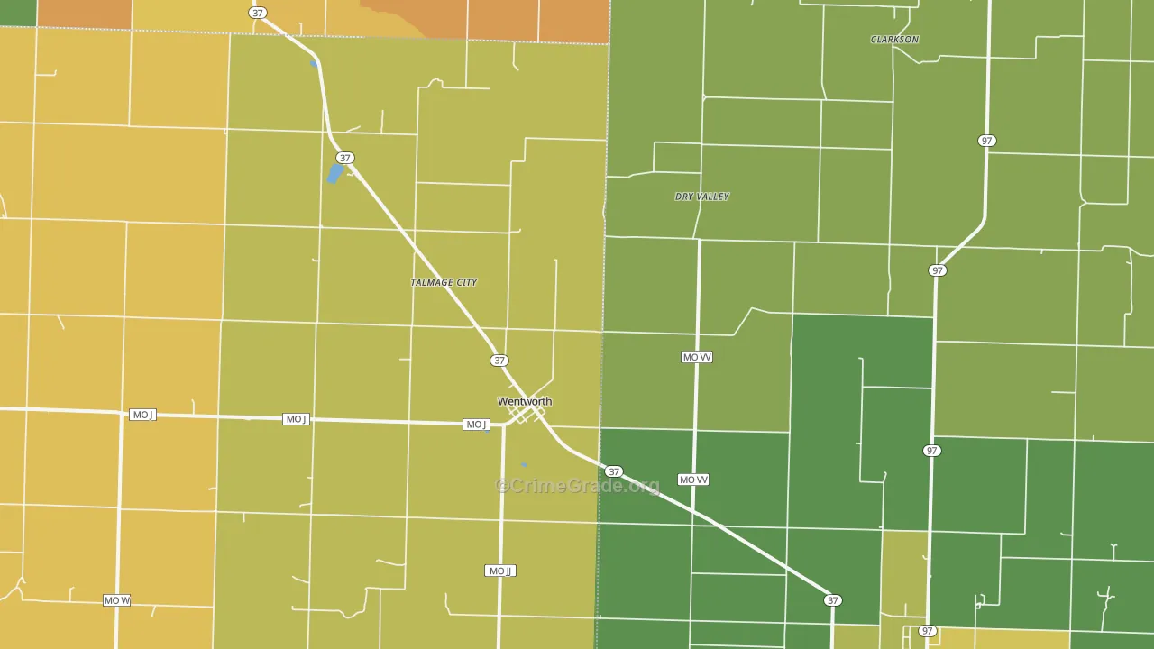Wentworth, MO Map of Vandalism Rates