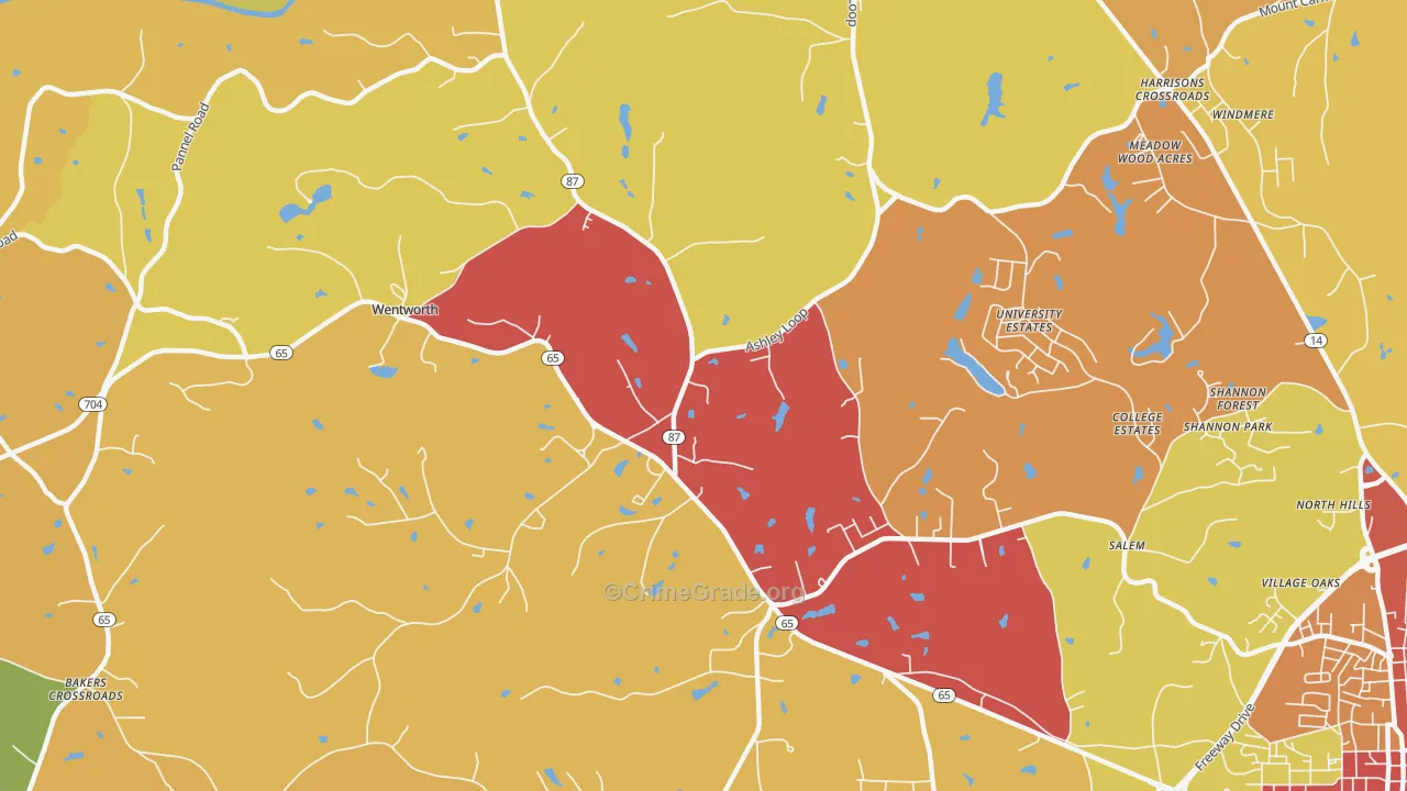 Wentworth, NC Map of Vandalism Rates