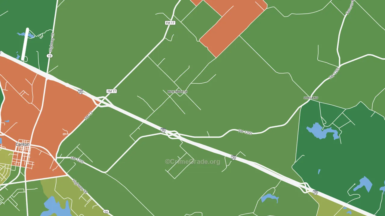 Wentworth, TX Map of Vandalism Rates